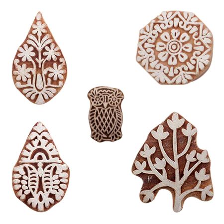Set of 5 Piece New Mix Wooden Printing Blocks